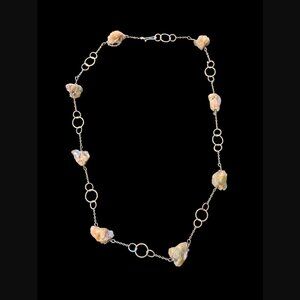 Vintage 925 Sterling Silver Paw Natural Stone 25" Necklace
